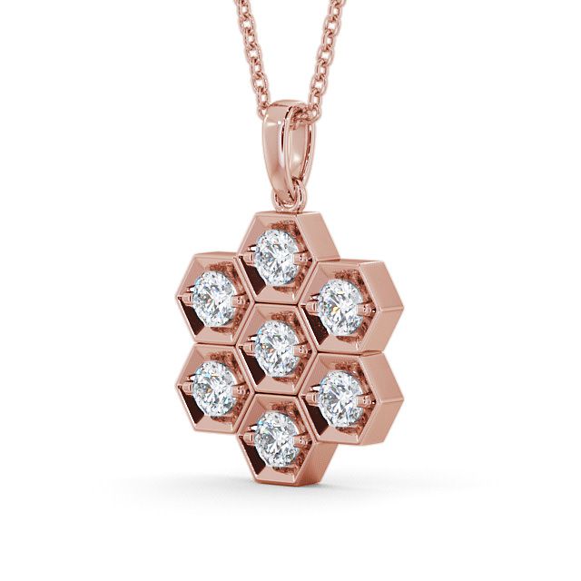 Drop Round Diamond Pendant 9K Rose Gold - Laragh PNT52_RG_SIDE