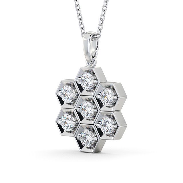 Drop Round Diamond Pendant 18K White Gold - Laragh PNT52_WG_SIDE