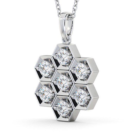 Drop Round Diamond Cluster Pendant 18K White Gold PNT52_WG_THUMB1 