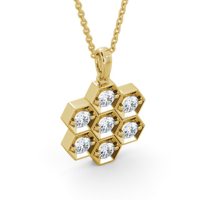 Drop Round Diamond Pendant 18K Yellow Gold - Laragh PNT52_YG_FLAT