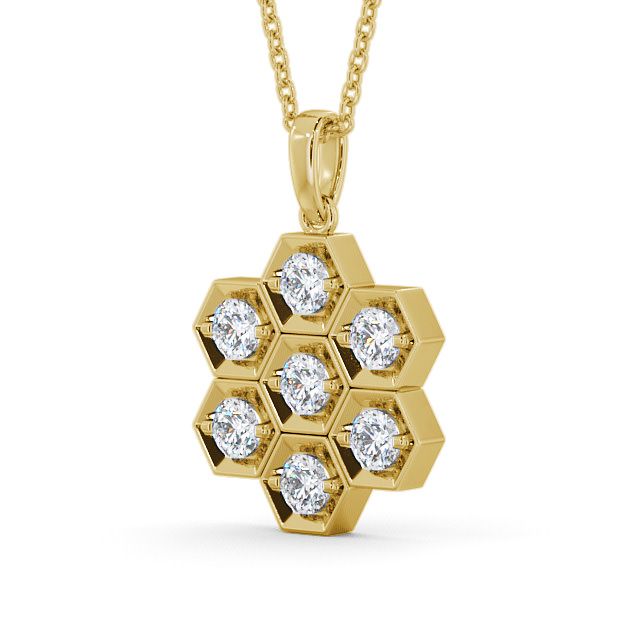 Drop Round Diamond Pendant 9K Yellow Gold - Laragh PNT52_YG_SIDE