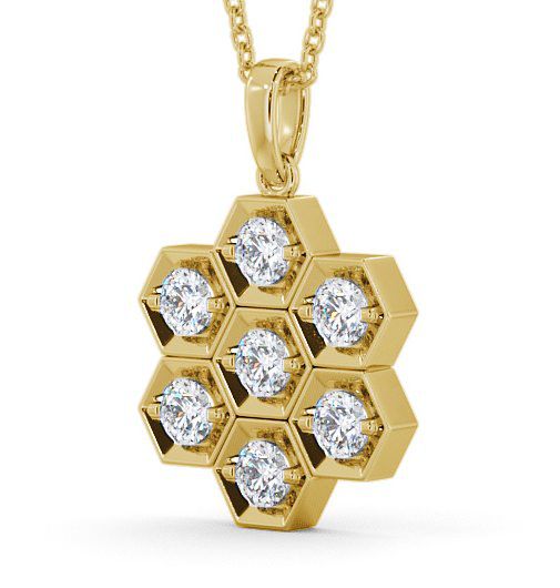 Drop Round Diamond Cluster Pendant 9K Yellow Gold PNT52_YG_THUMB1