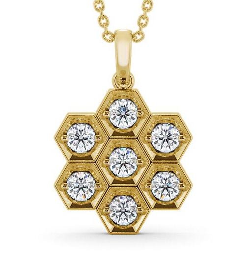 Laragh Drop Pendant Round Diamond PNT52_YG_THUMB2 