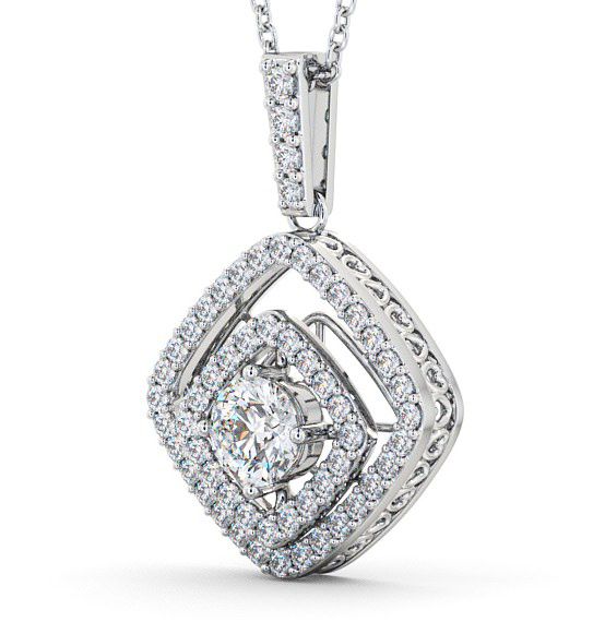 Cluster Round Diamond Exquisite Pendant 18K White Gold PNT53_WG_THUMB1