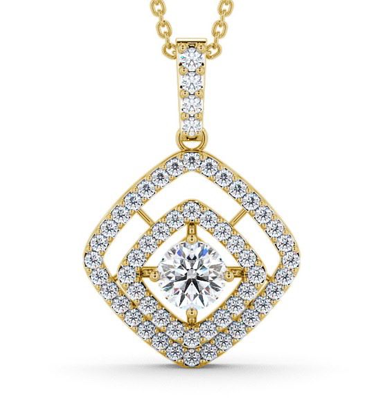 Meriden Cluster Pendant Round Diamond Double Halo PNT53_YG_THUMB2 