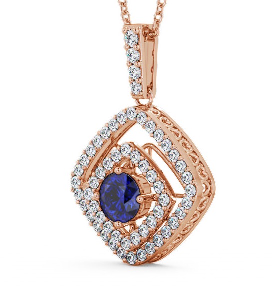 Cluster Blue Sapphire and Diamond 1.94ct Pendant 18K Rose Gold PNT53GEM_RG_BS_THUMB1 