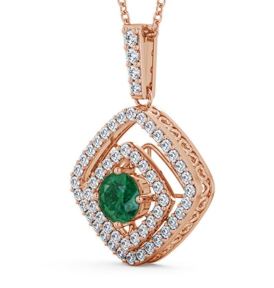  Cluster Emerald and Diamond 1.69ct Pendant 18K Rose Gold - Meriden PNT53GEM_RG_EM_THUMB1 