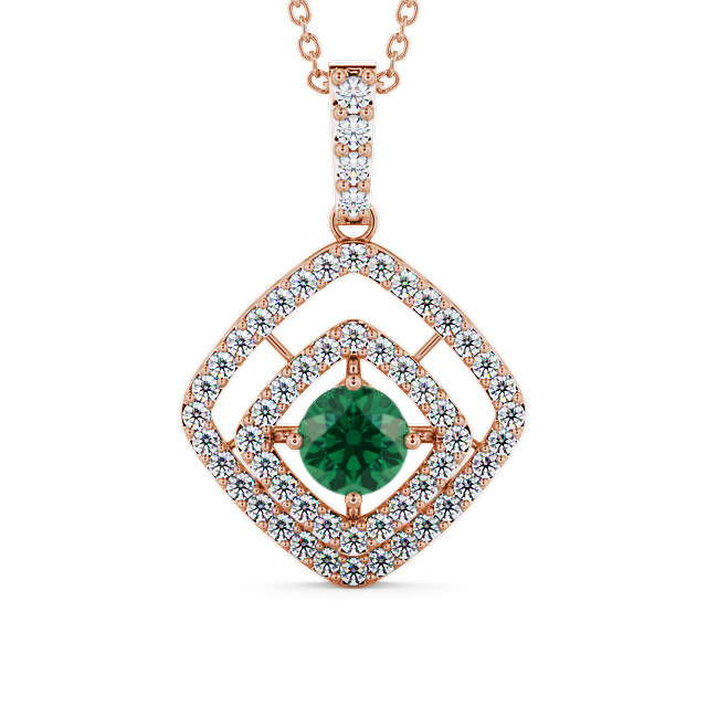 Cluster Emerald and Diamond 1.69ct Pendant 9K Rose Gold - Meriden PNT53GEM_RG_EM_THUMB2