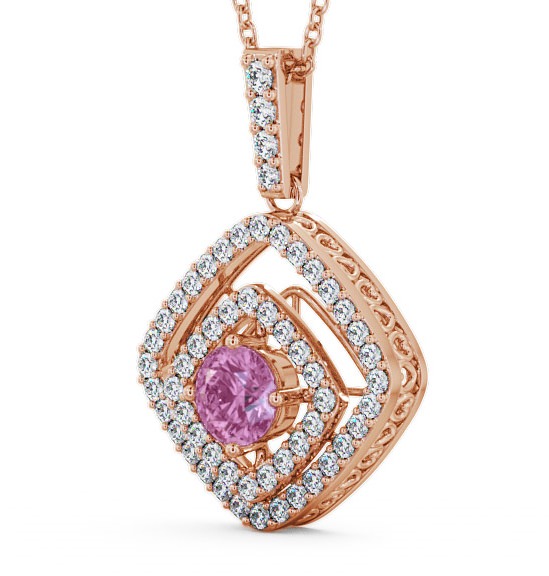 Cluster Pink Sapphire and Diamond 1.94ct Pendant 9K Rose Gold PNT53GEM_RG_PS_THUMB1