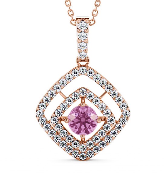  Cluster Pink Sapphire and Diamond 1.94ct Pendant 18K Rose Gold - Meriden PNT53GEM_RG_PS_THUMB2 