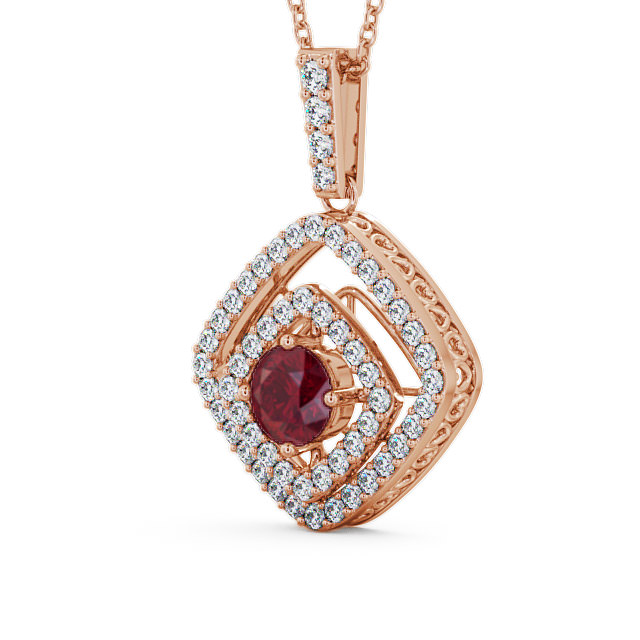 Cluster Ruby and Diamond 1.94ct Pendant 9K Rose Gold - Meriden PNT53GEM_RG_RU_THUMB2