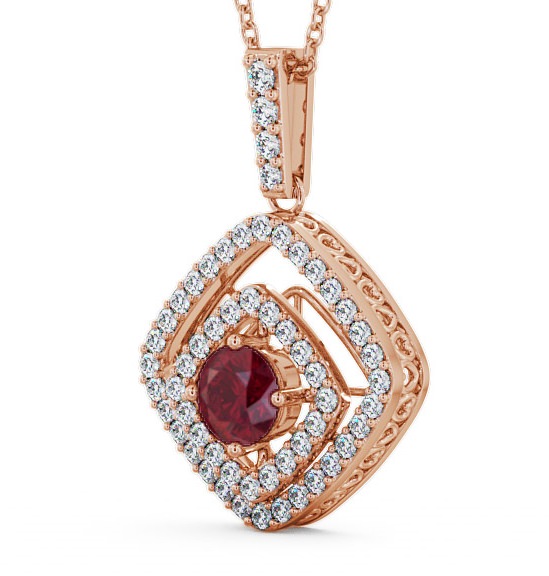 Cluster Ruby and Diamond 1.94ct Pendant 18K Rose Gold PNT53GEM_RG_RU_THUMB1 