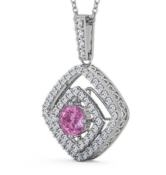 Cluster Pink Sapphire and Diamond 1.94ct Pendant 9K White Gold PNT53GEM_WG_PS_THUMB1