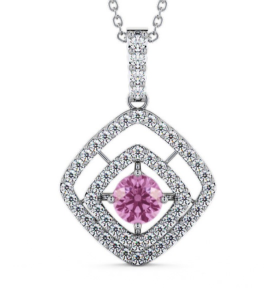  Cluster Pink Sapphire and Diamond 1.94ct Pendant 9K White Gold - Meriden PNT53GEM_WG_PS_THUMB2 