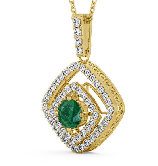 Cluster Emerald and Diamond 1.69ct Pendant 18K Yellow Gold - Meriden PNT53GEM_YG_EM_THUMB1