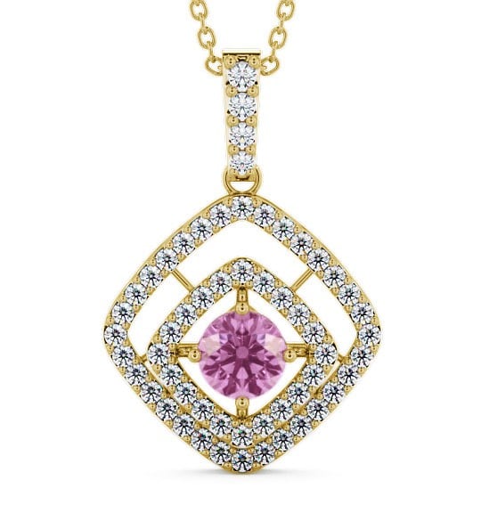  Cluster Pink Sapphire and Diamond 1.94ct Pendant 18K Yellow Gold - Meriden PNT53GEM_YG_PS_THUMB2 