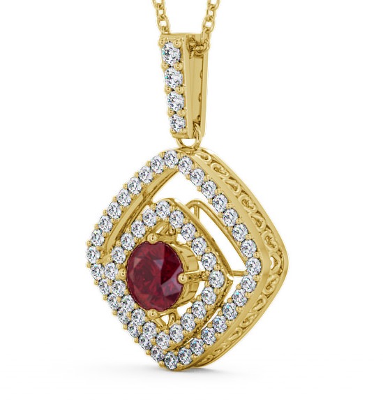 Cluster Ruby and Diamond 1.94ct Pendant 9K Yellow Gold PNT53GEM_YG_RU_THUMB1