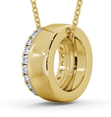 Circle Diamond Hanging Pendant 18K Yellow Gold PNT54_YG_THUMB1
