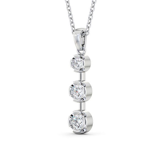 Journey Round Diamond Pendant 18K White Gold - Barlby PNT55_WG_SIDE