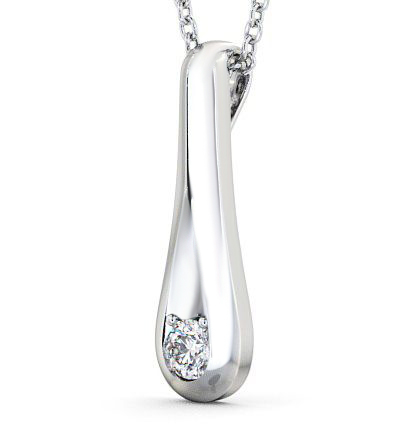 Drop Single Round Diamond Pendant 9K White Gold PNT59_WG_THUMB1 