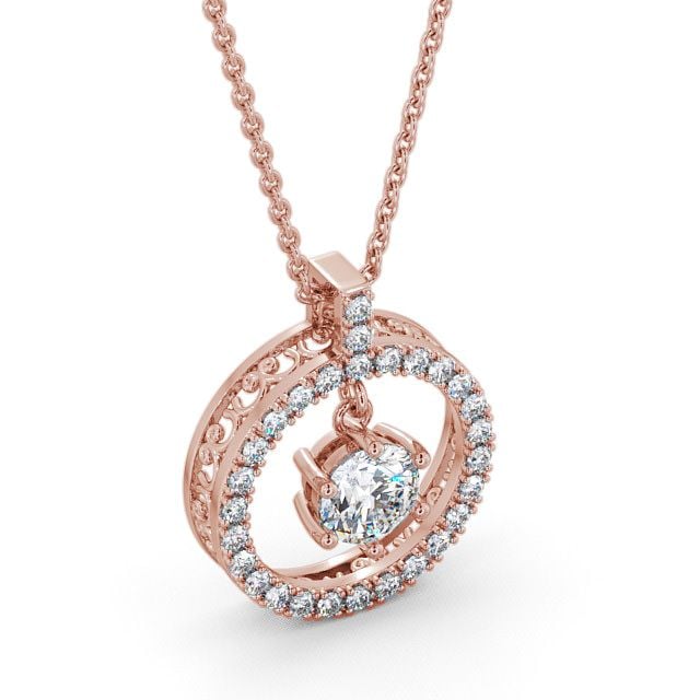 Circle Round Diamond Pendant 9K Rose Gold - Carey PNT5_RG_FLAT