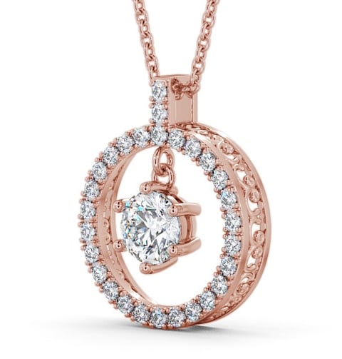Circle Round Diamond Pendant 18K Rose Gold - Carey PNT5_RG_THUMB1