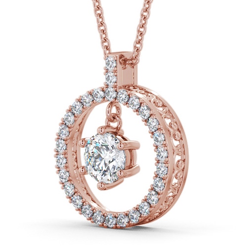 Circle Cluster with Round Hanging Diamond Pendant 18K Rose Gold PNT5_RG_THUMB1_1.jpg 