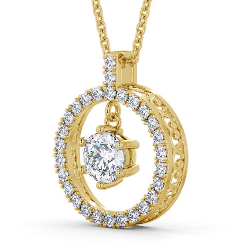 Circle Round Diamond Pendant 18K Yellow Gold - Carey PNT5_YG_THUMB1