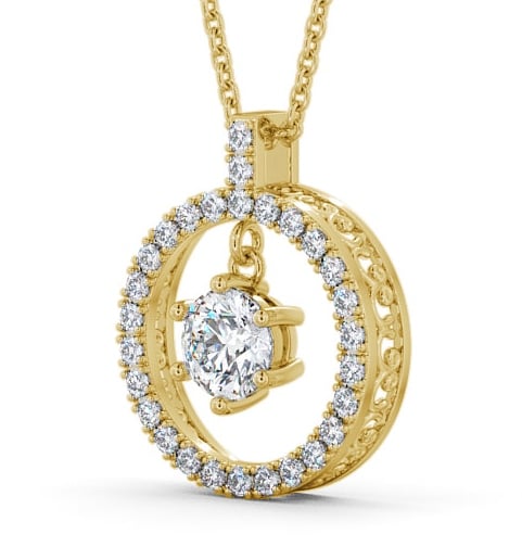  Circle Round Diamond Pendant 9K Yellow Gold - Carey PNT5_YG_THUMB1 