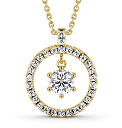  Circle Round Diamond Pendant 18K Yellow Gold - Carey PNT5_YG_THUMB2 