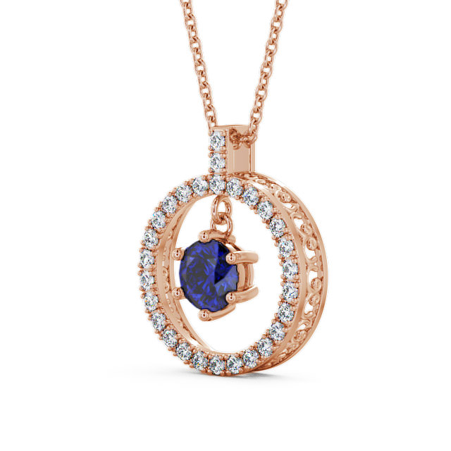 Circle Blue Sapphire and Diamond 1.56ct Pendant 9K Rose Gold - Carey PNT5GEM_RG_BS_THUMB2