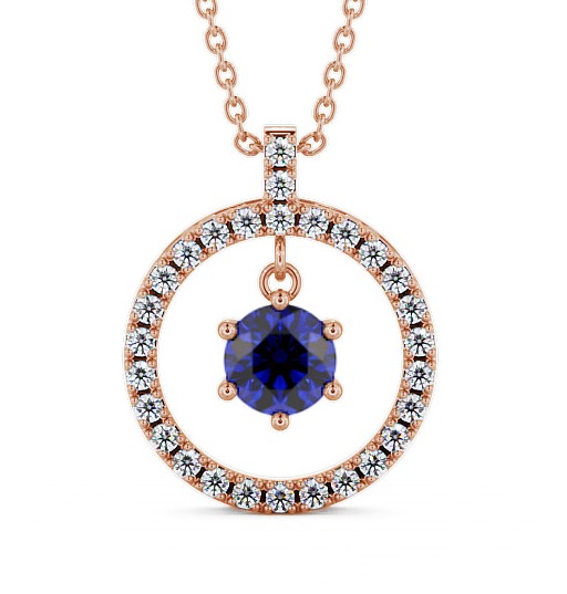  Circle Blue Sapphire and Diamond 1.56ct Pendant 9K Rose Gold - Carey PNT5GEM_RG_BS_THUMB2 