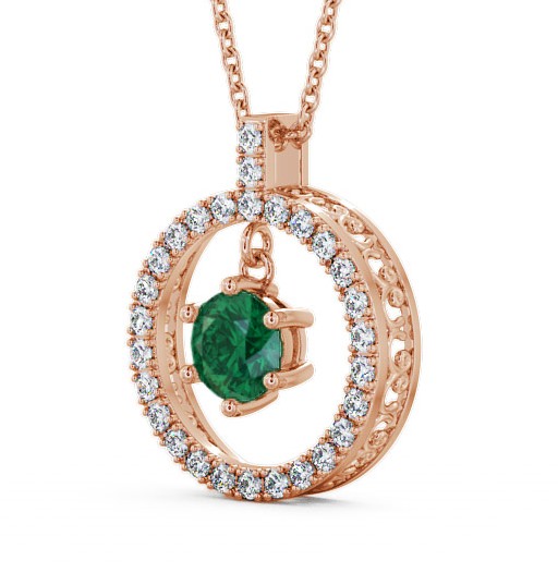 Circle Emerald and Diamond 1.36ct Pendant 9K Rose Gold PNT5GEM_RG_EM_THUMB1