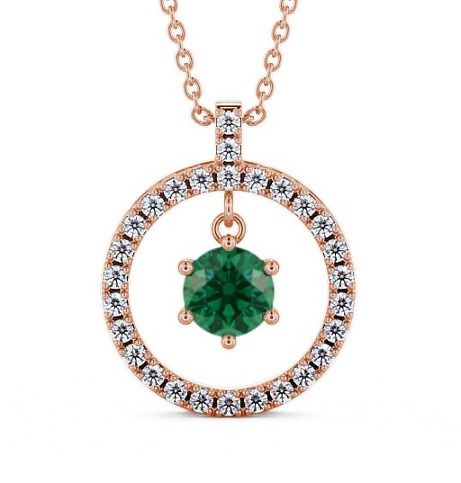  Circle Emerald and Diamond 1.36ct Pendant 9K Rose Gold - Carey PNT5GEM_RG_EM_THUMB2 