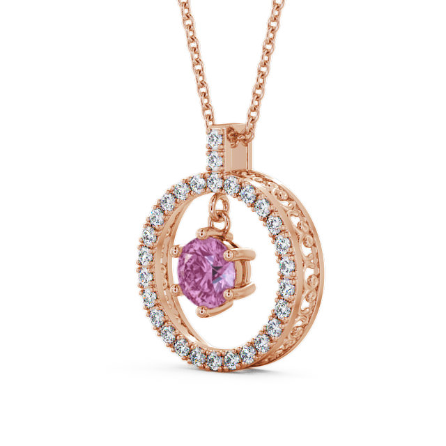 Circle Pink Sapphire and Diamond 1.56ct Pendant 18K Rose Gold - Carey PNT5GEM_RG_PS_THUMB2
