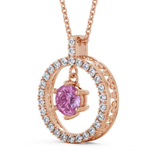  Circle Pink Sapphire and Diamond 1.56ct Pendant 9K Rose Gold - Carey PNT5GEM_RG_PS_THUMB1 