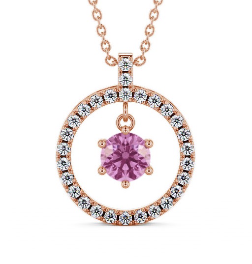  Circle Pink Sapphire and Diamond 1.56ct Pendant 9K Rose Gold - Carey PNT5GEM_RG_PS_THUMB2 