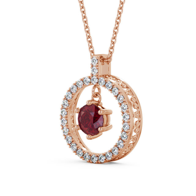 Circle Ruby and Diamond 1.56ct Pendant 9K Rose Gold - Carey PNT5GEM_RG_RU_THUMB2