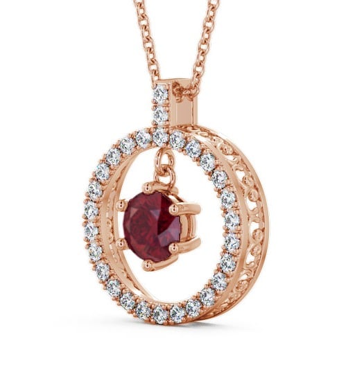 Circle Ruby and Diamond 1.56ct Pendant 18K Rose Gold PNT5GEM_RG_RU_THUMB1 