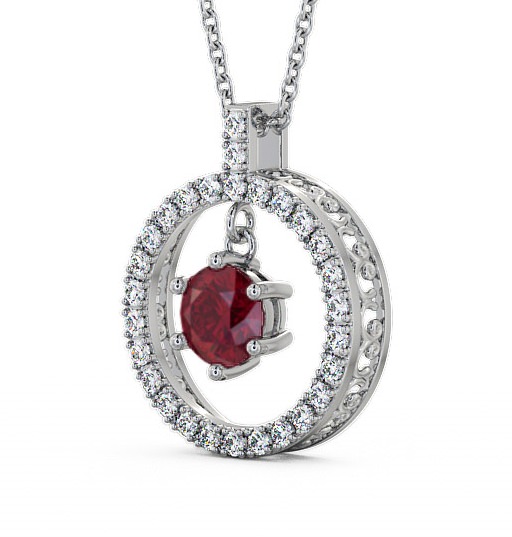 Circle Ruby and Diamond 1.56ct Pendant 18K White Gold PNT5GEM_WG_RU_THUMB1