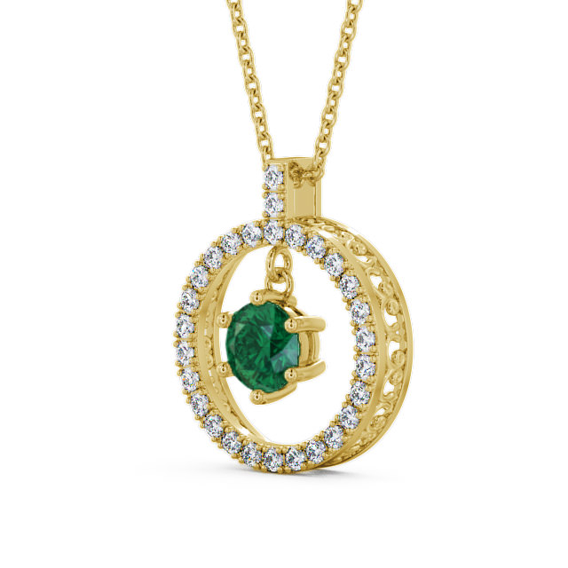 Circle Emerald and Diamond 1.36ct Pendant 9K Yellow Gold - Carey PNT5GEM_YG_EM_THUMB2