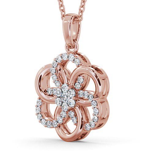 Cluster Round Diamond 0.45ct Floral Design Pendant 18K Rose Gold PNT60_RG_THUMB1