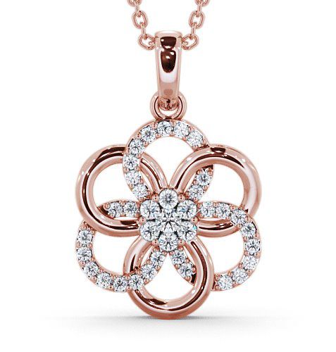 Cluster Round Diamond 0.45ct Floral Design Pendant 9K Rose Gold PNT60_RG_THUMB2 