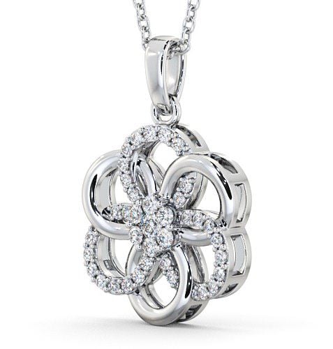 Cluster Round Diamond 0.45ct Floral Design Pendant 9K White Gold PNT60_WG_THUMB1