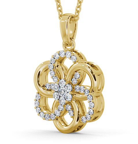 Cluster Round Diamond 0.45ct Floral Design Pendant 9K Yellow Gold PNT60_YG_THUMB1 