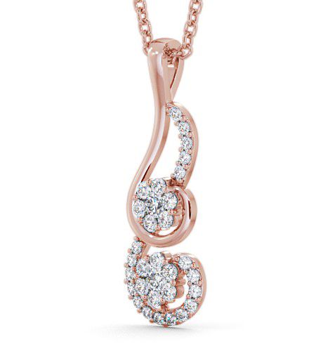 Drop Round Diamond 0.40ct Swirling Cluster Pendant 9K Rose Gold PNT61_RG_THUMB1