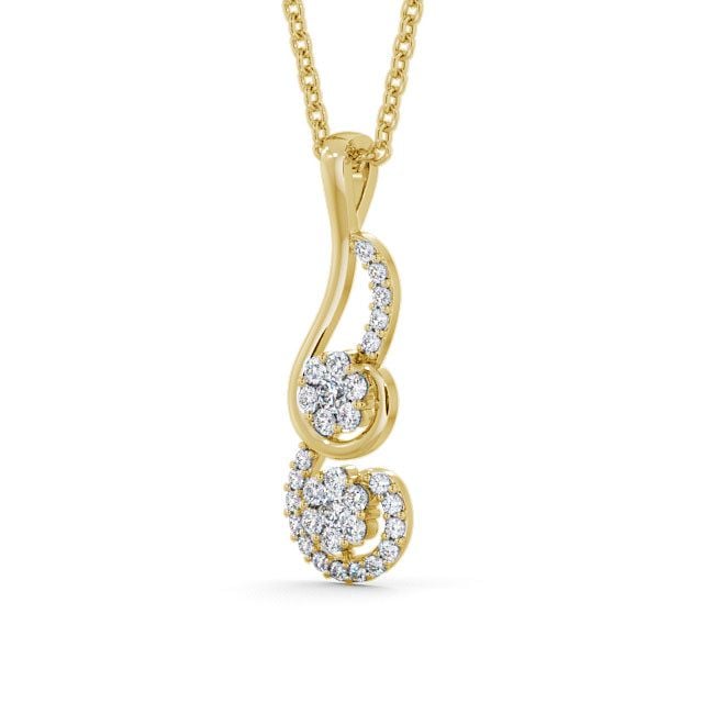 Drop Round Diamond 0.40ct Pendant 9K Yellow Gold - Rosevine PNT61_YG_SIDE