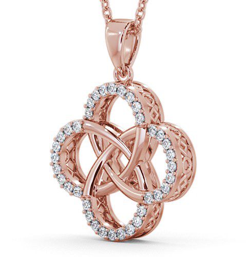 Cluster Round Diamond 0.30ct Clover Design Pendant 9K Rose Gold PNT62_RG_THUMB1 