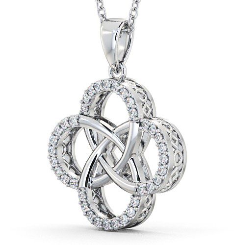 Cluster Round Diamond 0.30ct Clover Design Pendant 18K White Gold PNT62_WG_THUMB1