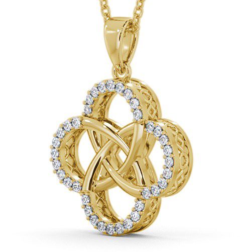 Cluster Round Diamond 0.30ct Clover Design Pendant 9K Yellow Gold PNT62_YG_THUMB1 